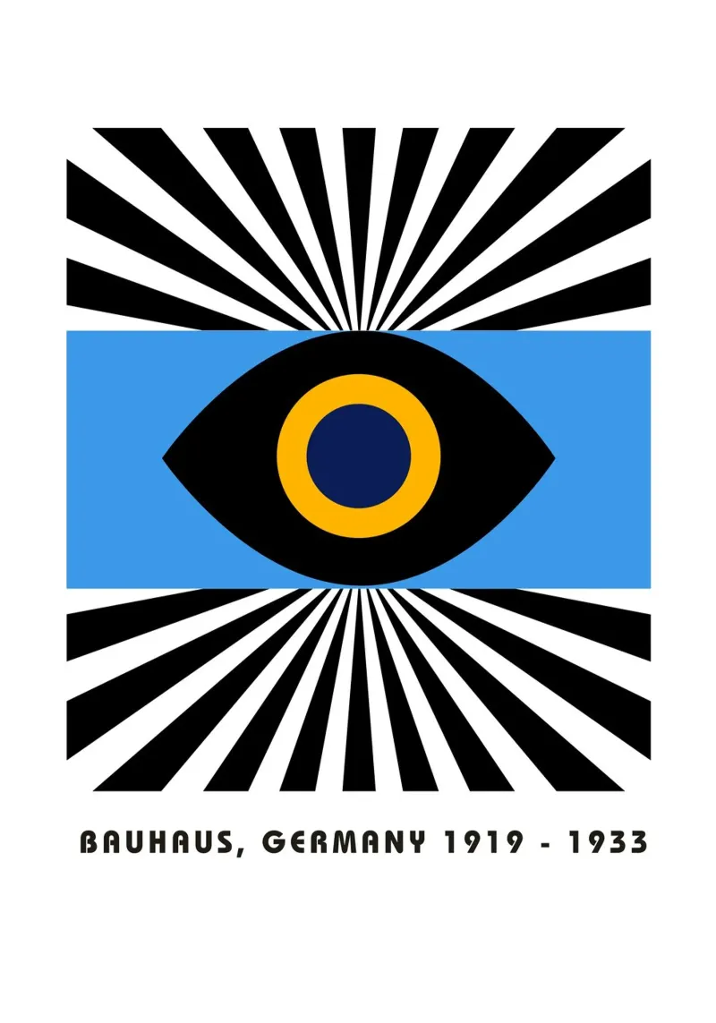 Bauhaus Gestileerd Oog Geometrisch Abstract 1919-1933 canvas met Baklijst van NorwesClub