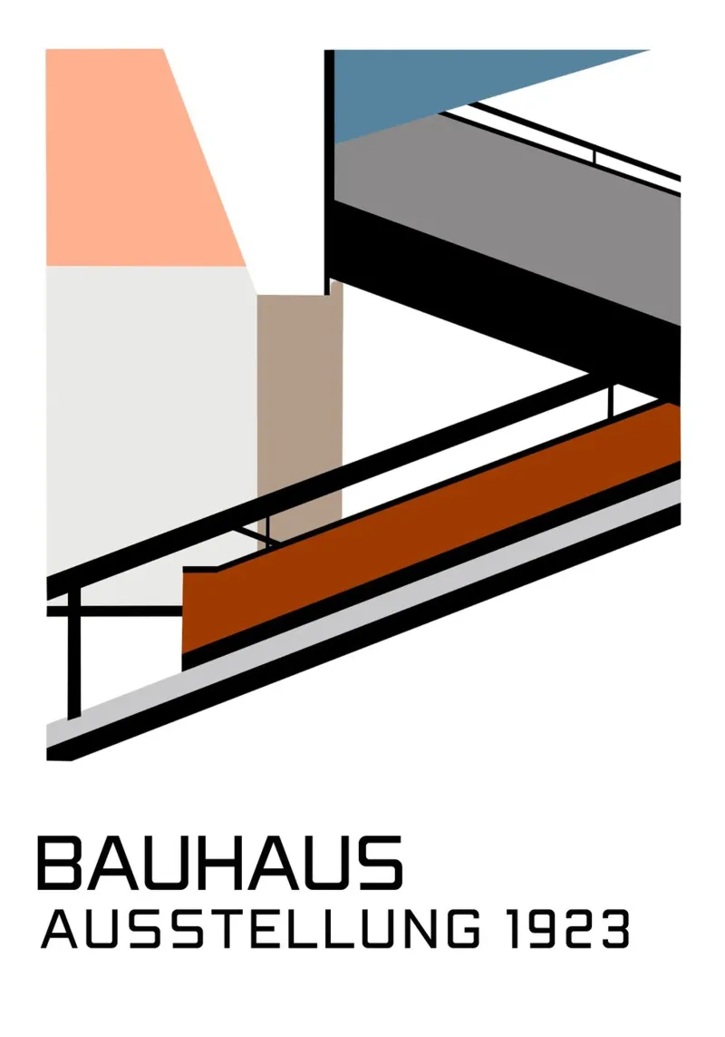 Bauhaus Ausstellung 1923 Geometric Architecture Poster mit Aluminium Rahmen von NorwesClub