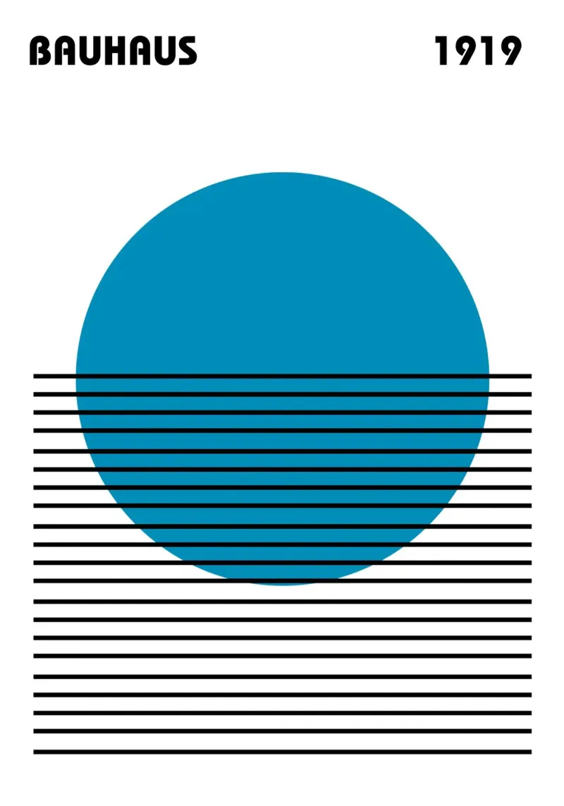 Bauhaus Blue Circle Stripes Abstract 1919 Print hahnemühle by NorwesClub