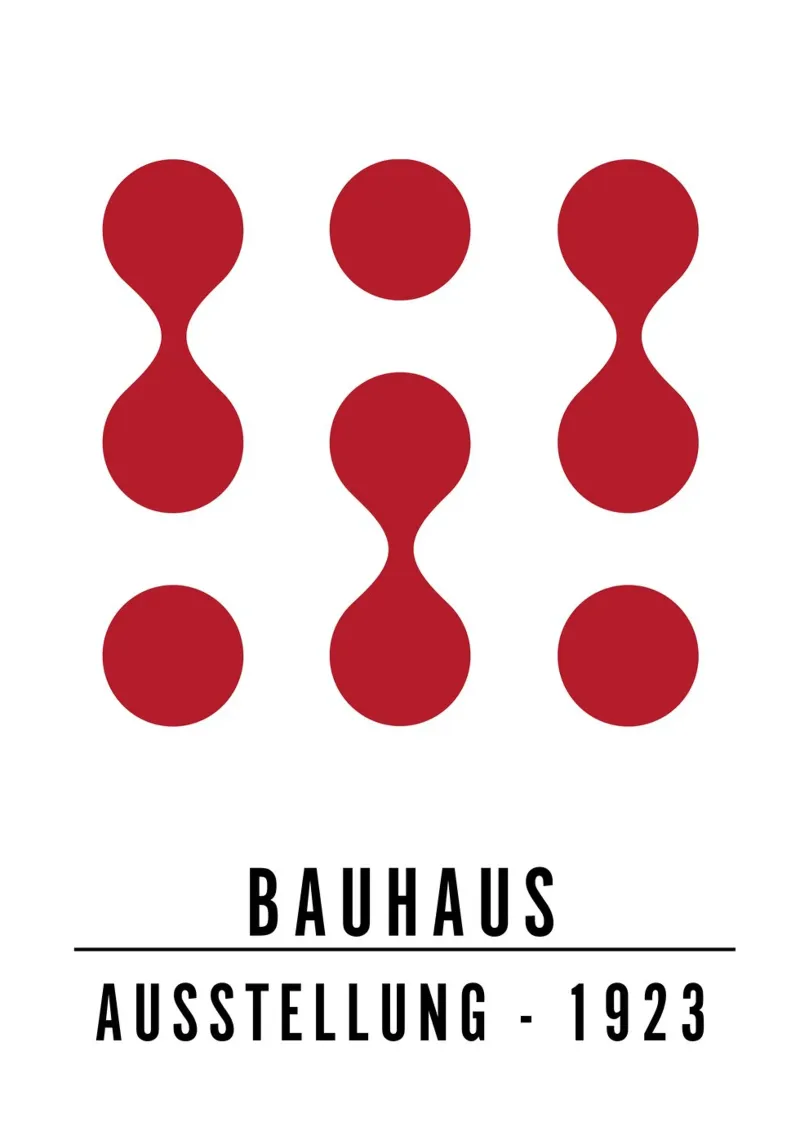 Mostra Bauhaus 1923 Figure geometriche Rosso poster con telaio in alluminio da NorwesClub