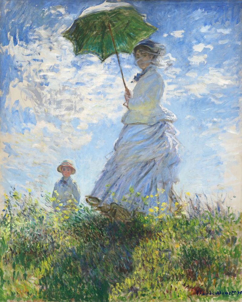 Claude Monet Frau mit Sonnenschirm -Madame Monet und ihr Sohn Poster von Monet Art Prints