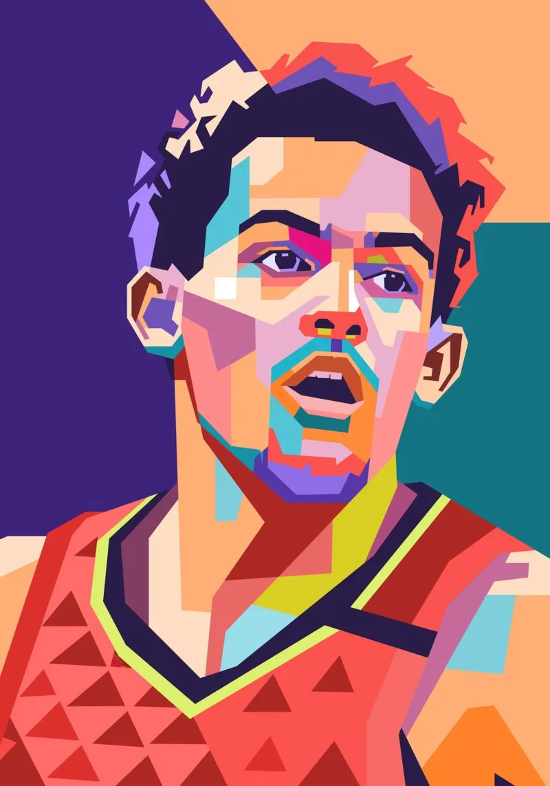 Trae Young giocatore di basket pellicola backlit da Hantamrata
