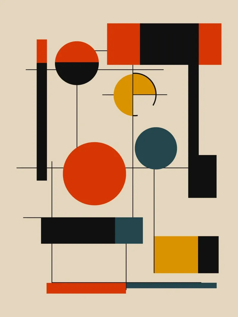 Bauhaus circles and squares 02 canvas by Little Dean