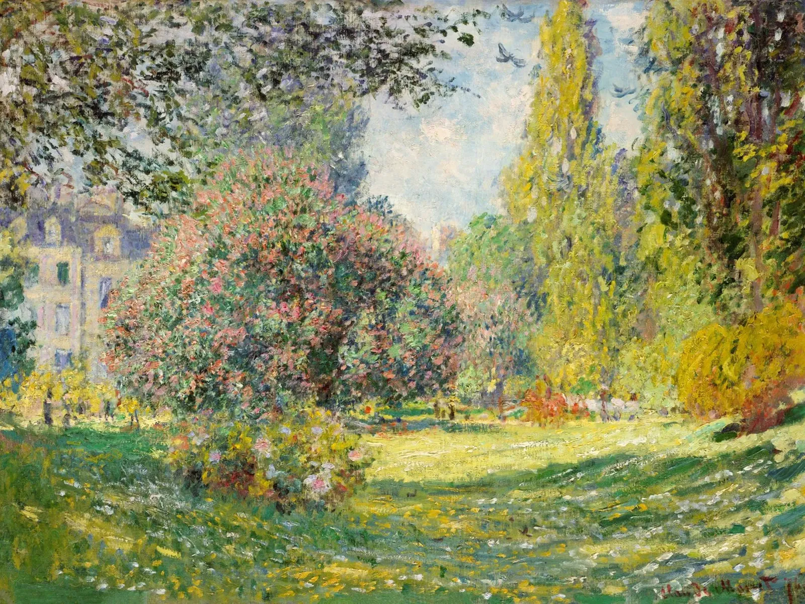 Paesaggio di Claude Monet: Il parco Monceau (1876) pellicola backlit da Monet Art Prints