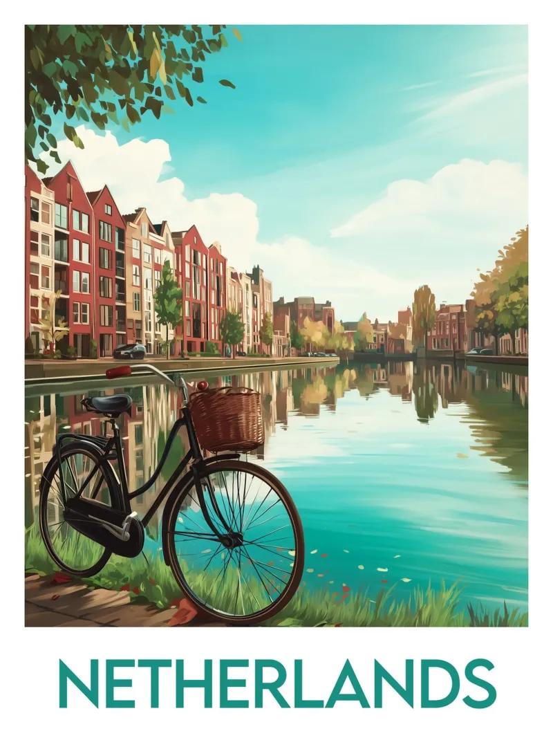 Poster Nederland canvas met Baklijst van Frame the World