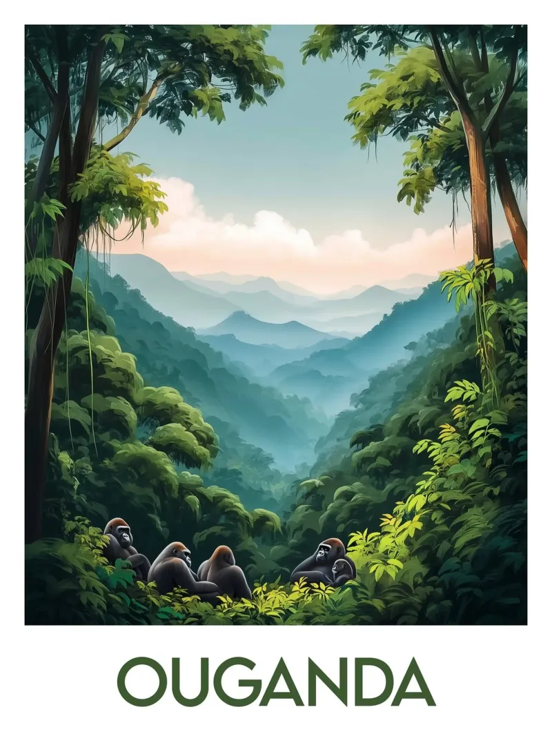 Affiche Ouganda tela con Cornice a cassetta da Frame the World