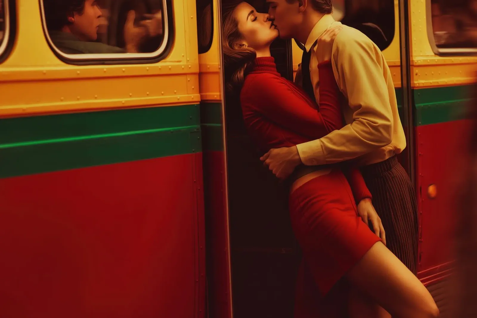 Subway Lovers | Digitales Polaroid canvas with Floater frame by Autofocus