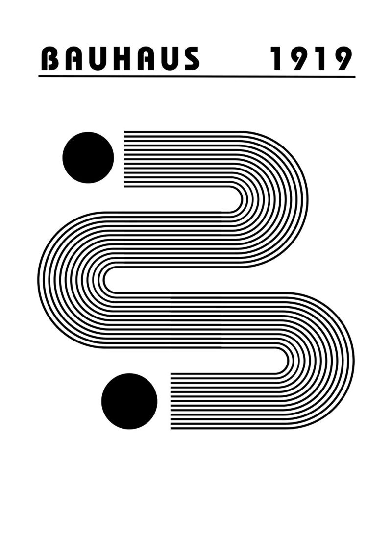 Bauhaus Astratto a forma di S Linee Cerchi 1919 Stampa poster da NorwesClub