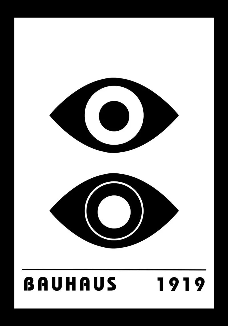 Bauhaus Stylized Eyes Black White Abstract 1919 hahnemühle by NorwesClub