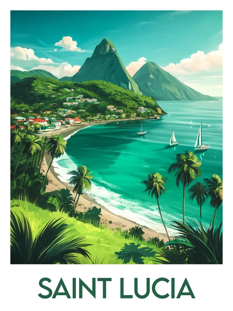 Affiche Saint Lucia carta hahnemühle da Frame the World