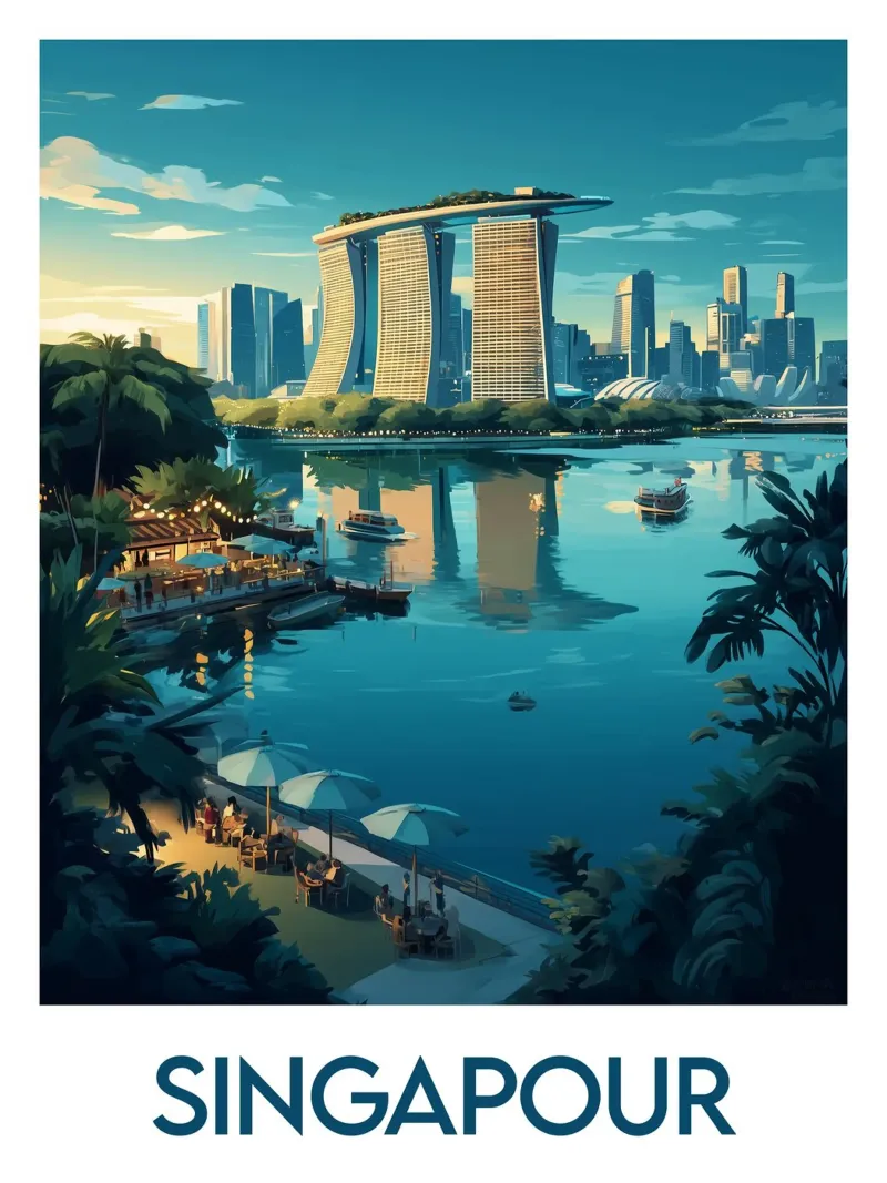 Manifesto di Singapore poster con telaio in alluminio da Frame the World