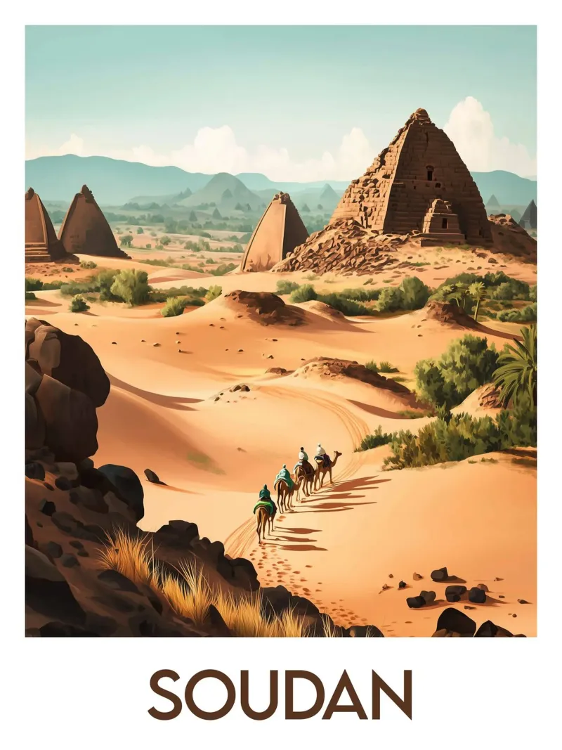 Soudan affiche poster avec cadre en aluminium de Frame the World
