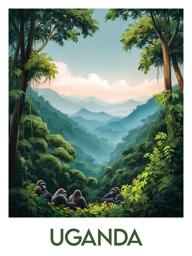 Affiche Uganda tela con Cornice a cassetta da Frame the World