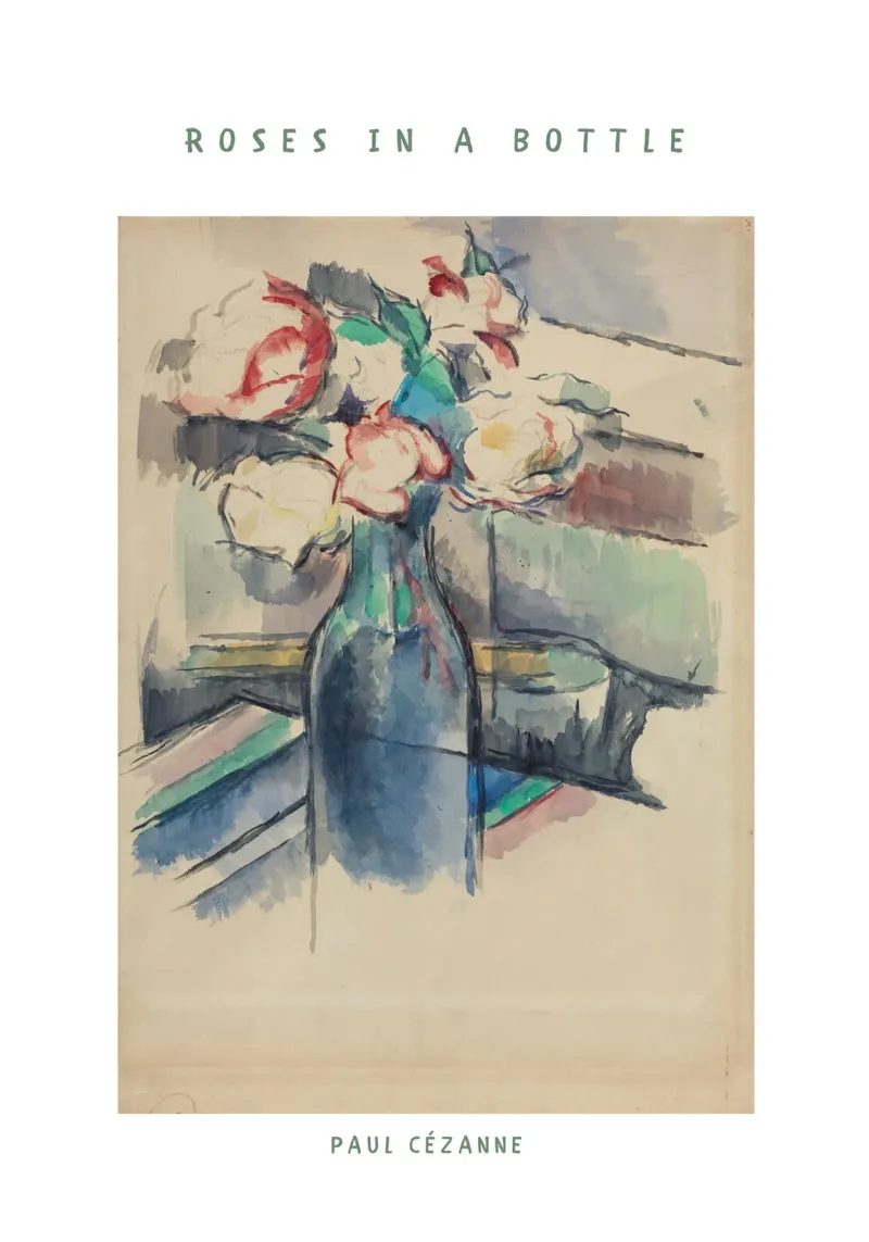 Paul Cézanne - Roses in a Bottle canvas met Baklijst van Second Canvas