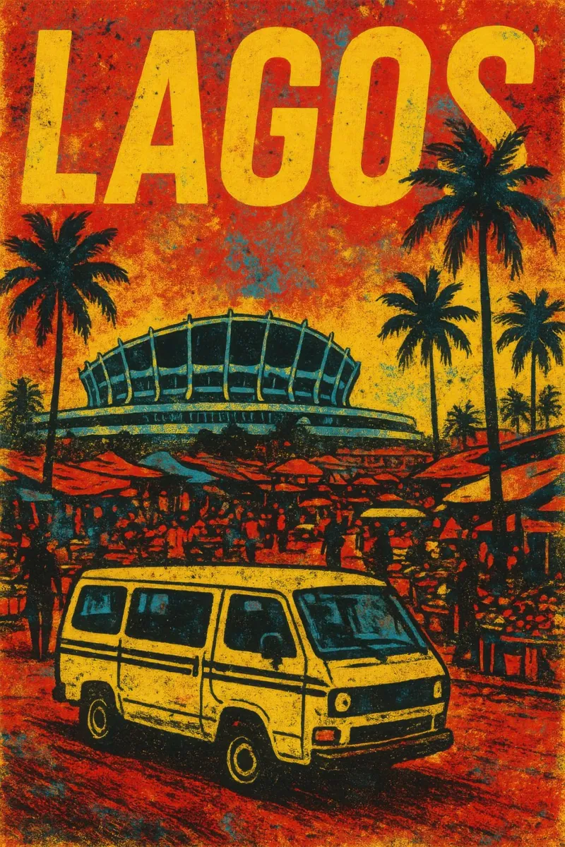 Lagos - Der pulsierende Puls Nigerias Leinwand mit Schattenfugenrahmen von JETLAG | affiches voyage