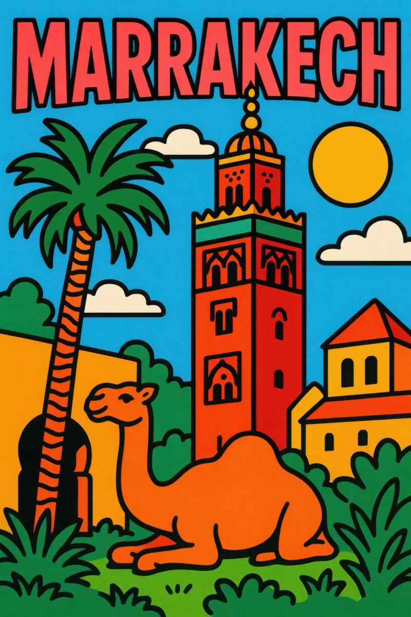 Marrakech - Il magico bagliore della città rossa plexiglass da JETLAG | affiches voyage