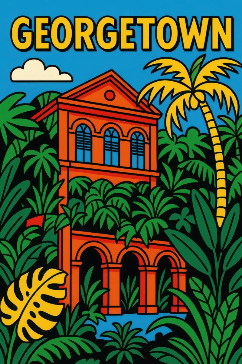 Georgetown - Una fuga tropicale nel cuore della storia poster con telaio in legno da JETLAG | affiches voyage