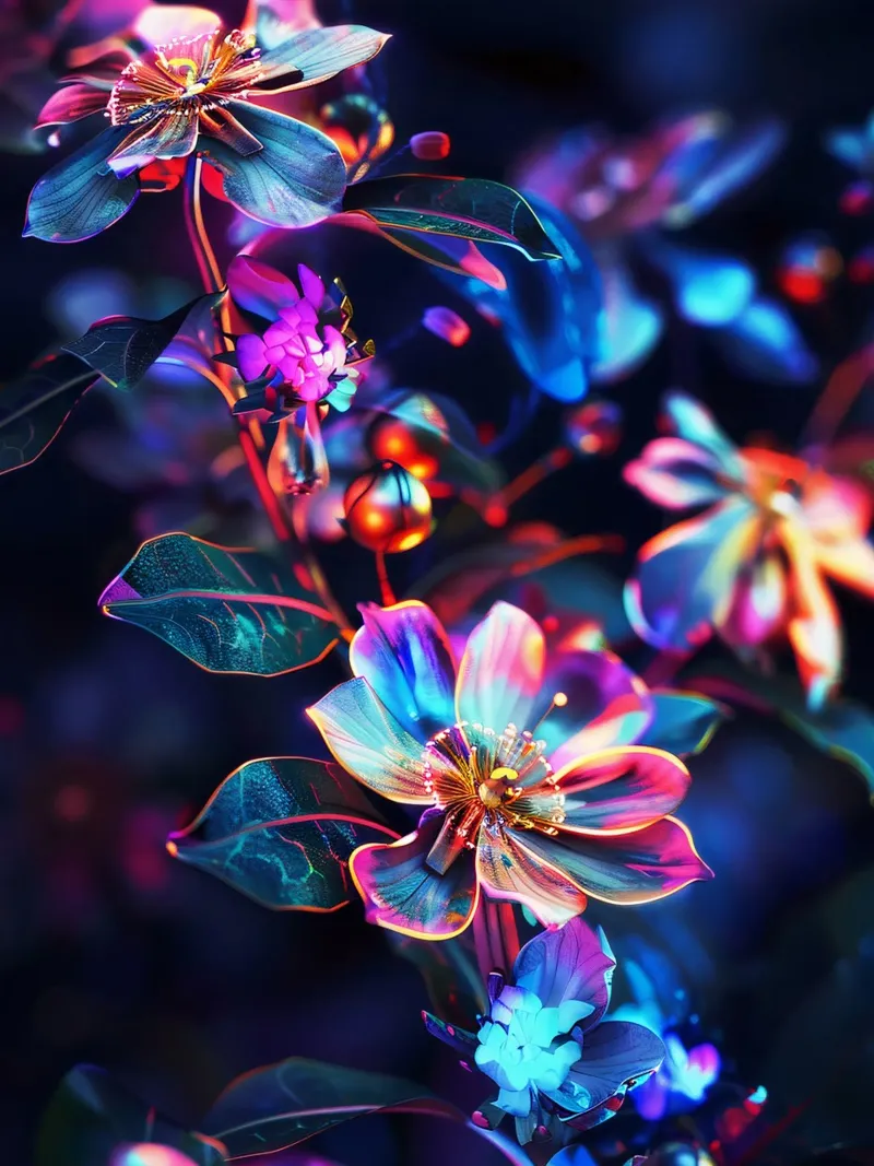 Flowers Neon G carta hahnemühle da Mateo