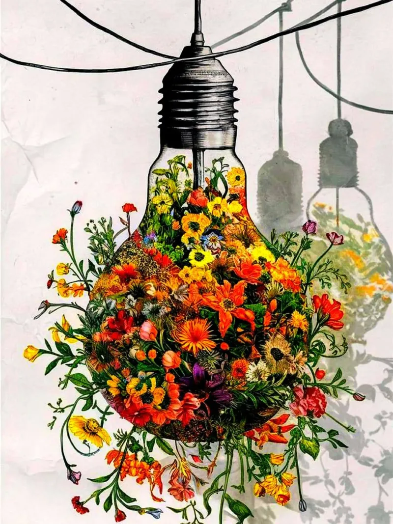 il bulbo del fiore poster con telaio in alluminio da dinem