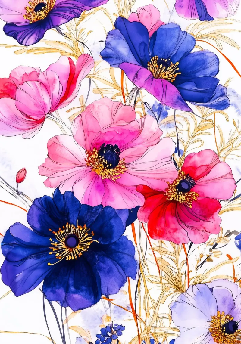 Blossoms art poster by Justyna Jaszke JBJart