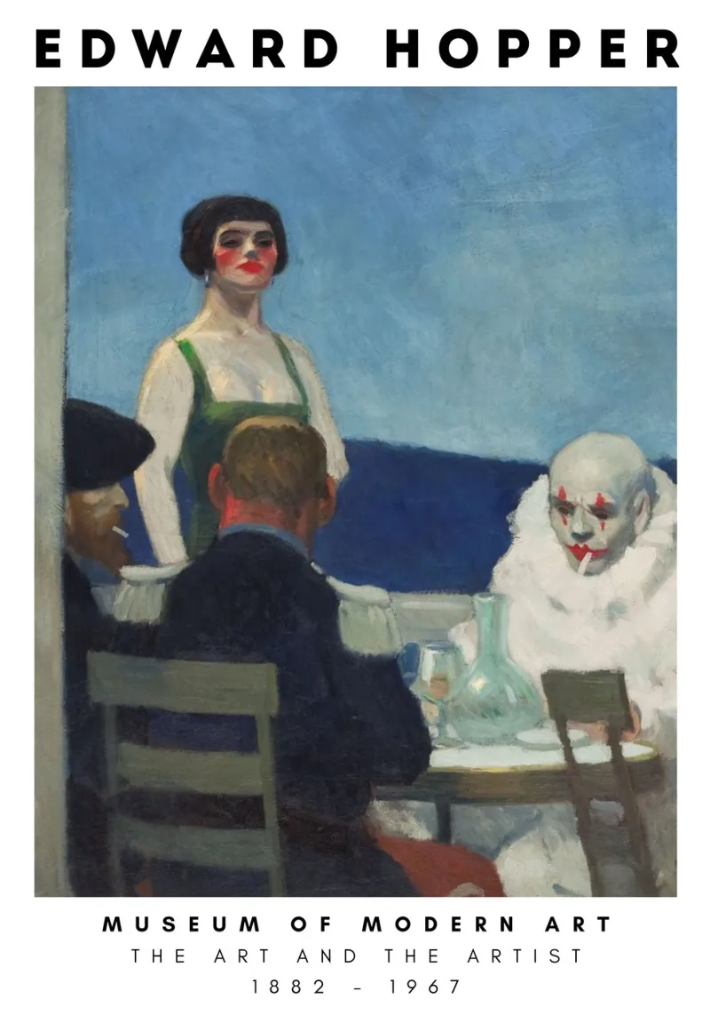 Edward Hopper Figure Bar notturno Interno Stampa poster con telaio in alluminio da NorwesClub