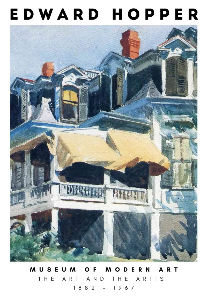 Edward Hopper Architectuur Stadslandschap Print canvas met Baklijst van NorwesClub
