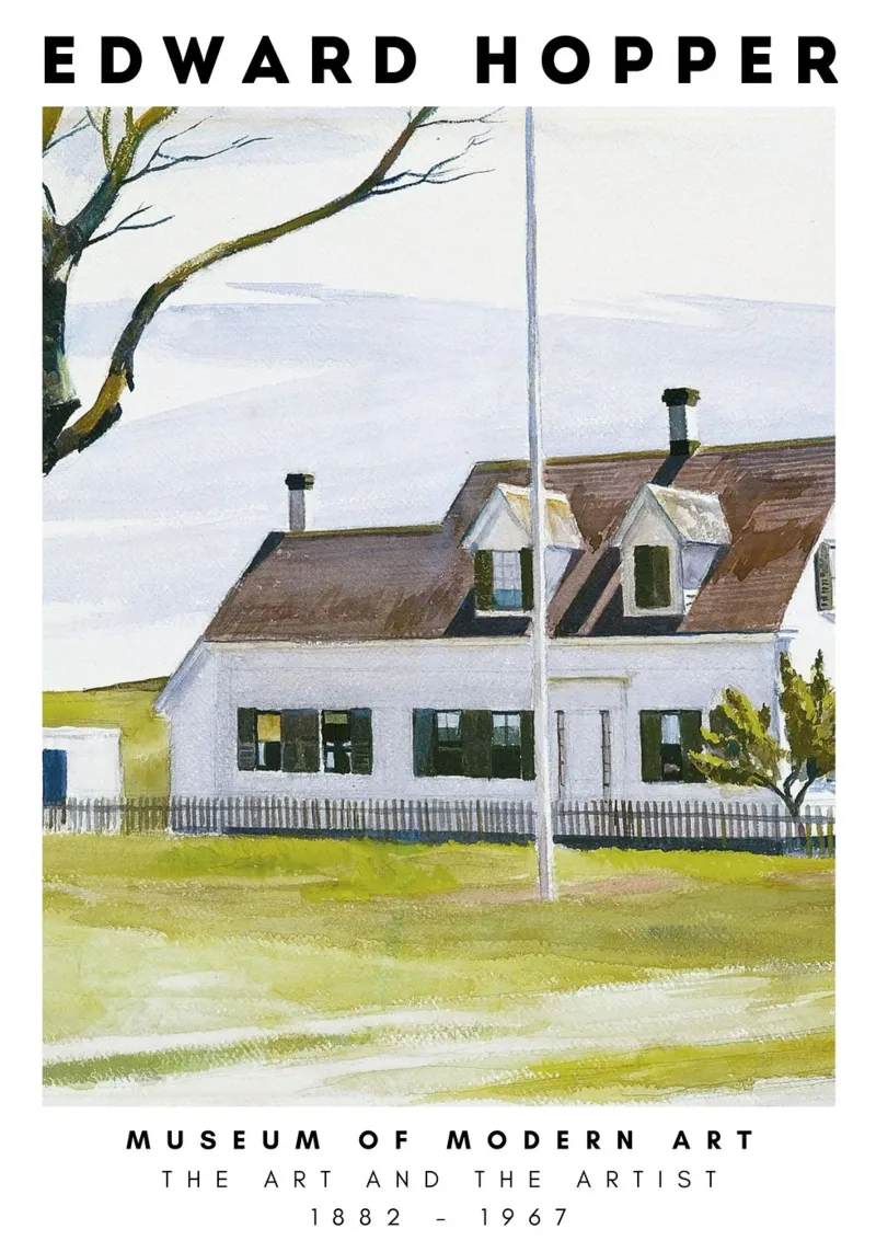 Edward Hopper Architectuur Kust Stedelijk Landschap Print canvas met Baklijst van NorwesClub