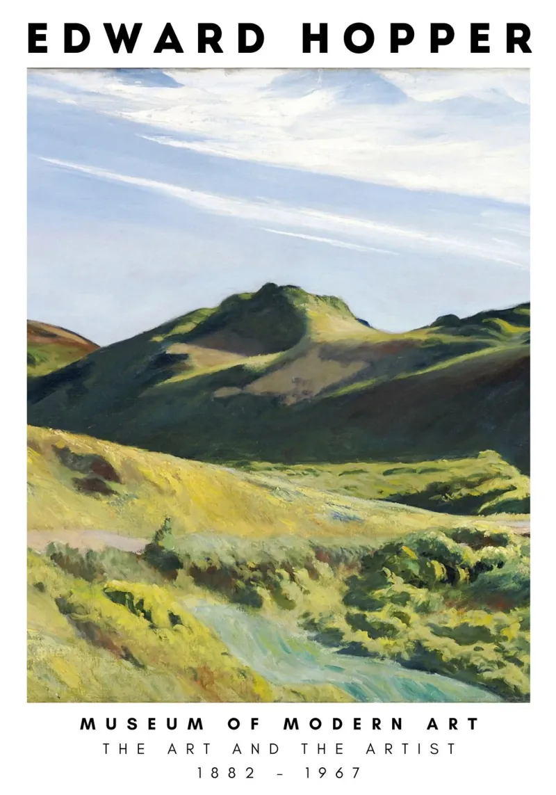 Edward Hopper Landschap Hills Amerikaans realisme Print canvas met Baklijst van NorwesClub