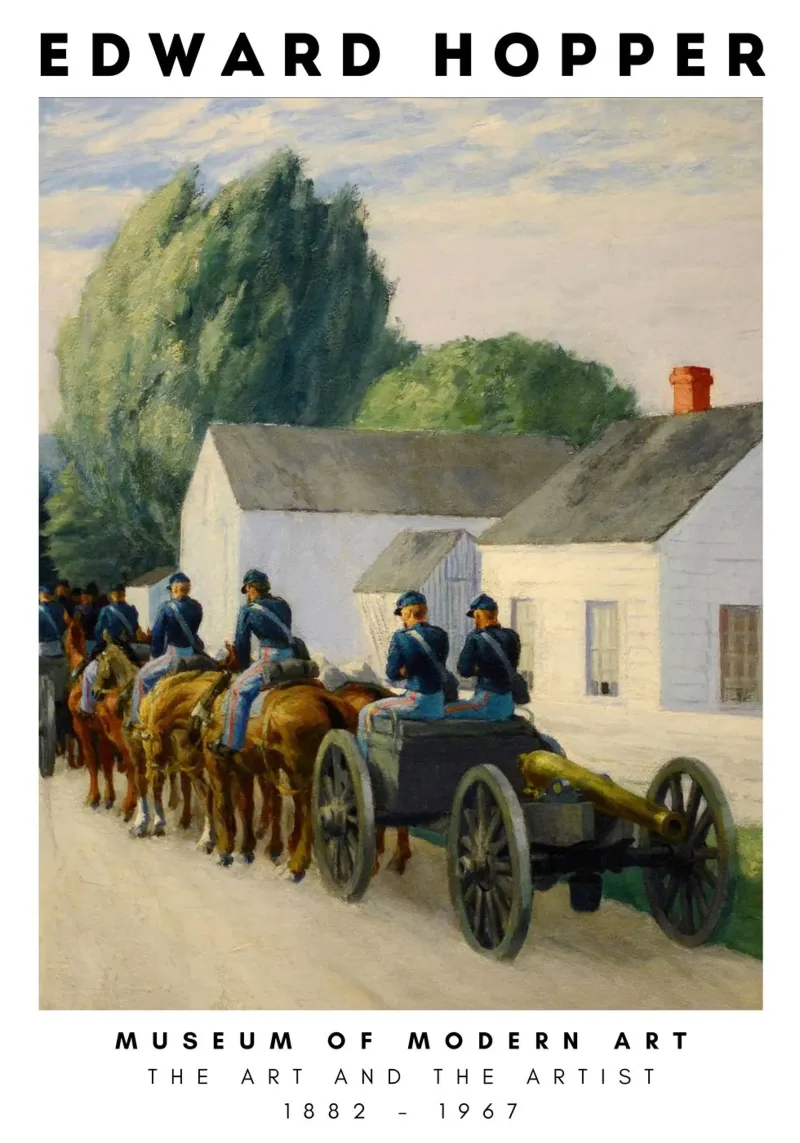 Edward Hopper Scena militare Cavalli Cannone Stampa poster da NorwesClub
