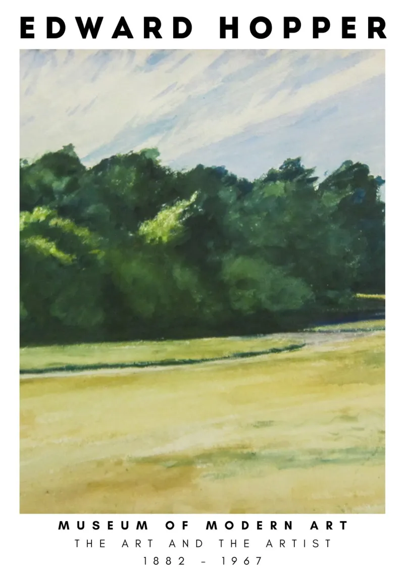 Edward Hopper Bomenmassa - Amerikaanse realistische print canvas met Baklijst van NorwesClub