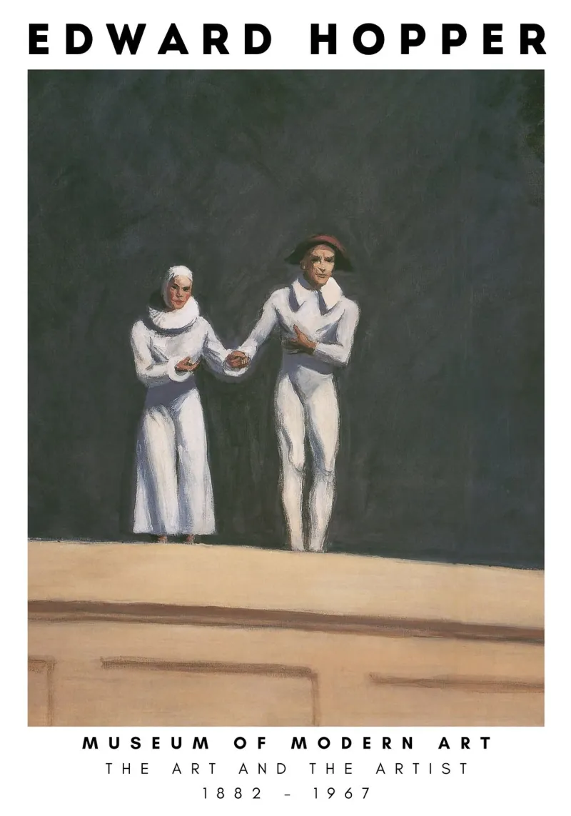 Edward Hopper Due comici - Arte del realismo americano poster con telaio in legno da NorwesClub