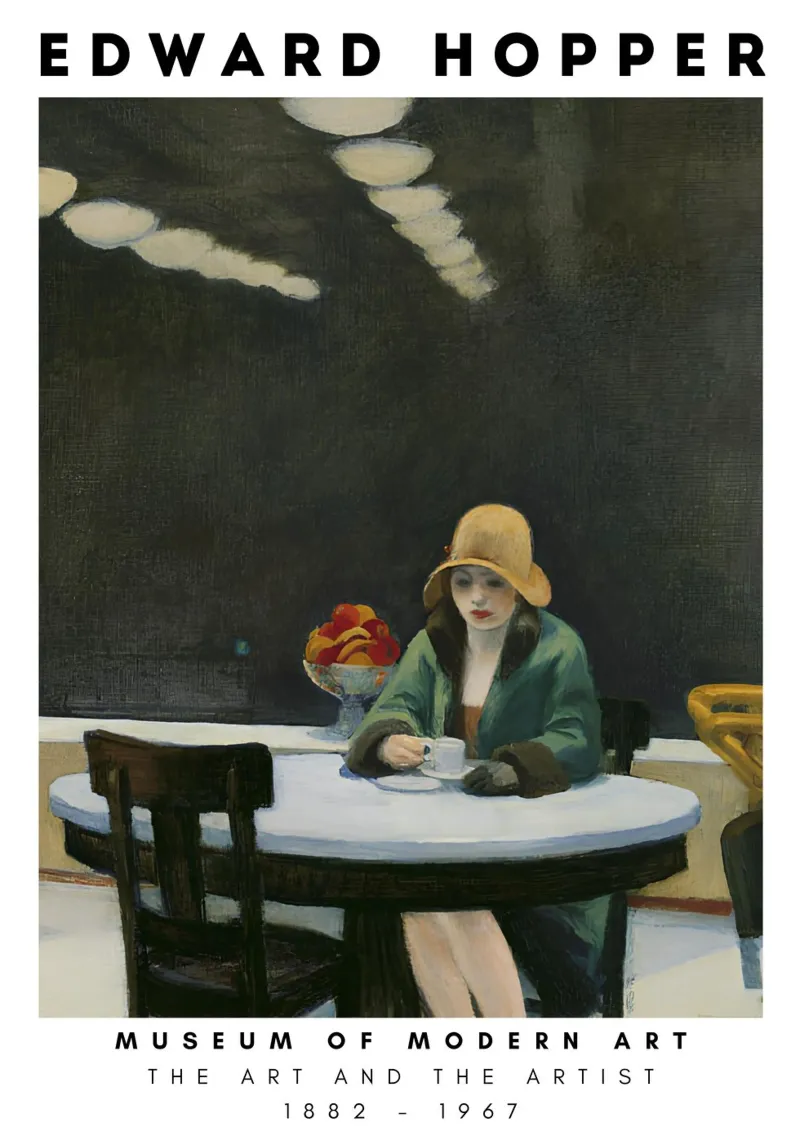 Edward Hopper Automat - Amerikaans realisme Stedelijke kunst canvas met Baklijst van NorwesClub