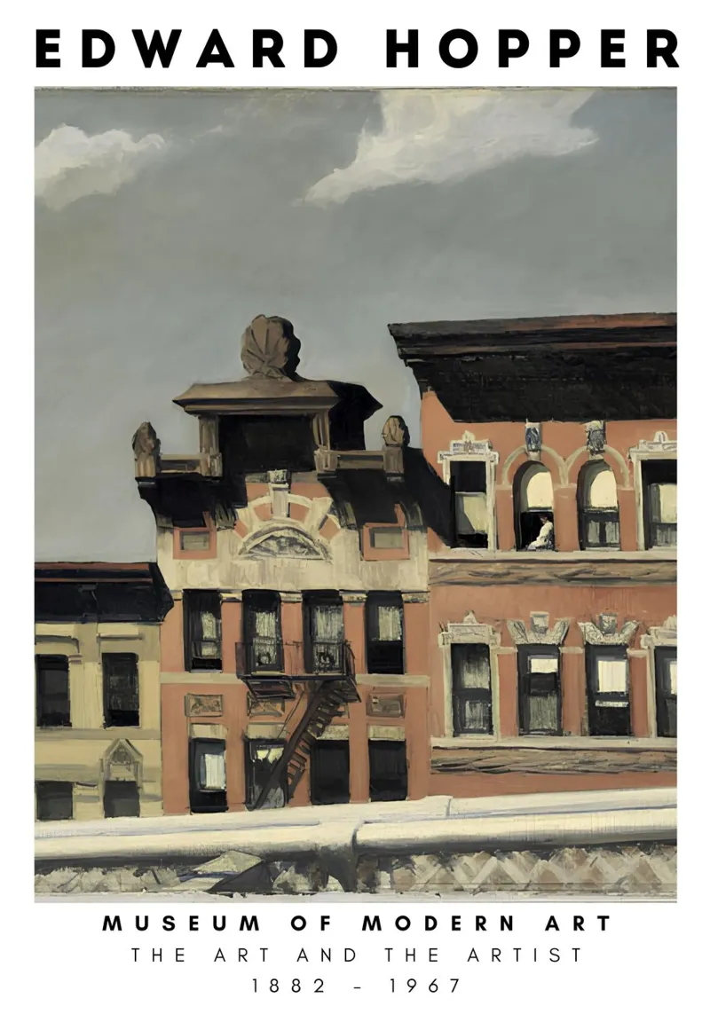 Edward Hopper Williamsburg Bridge - Stedelijk Realisme Kunst canvas met Baklijst van NorwesClub