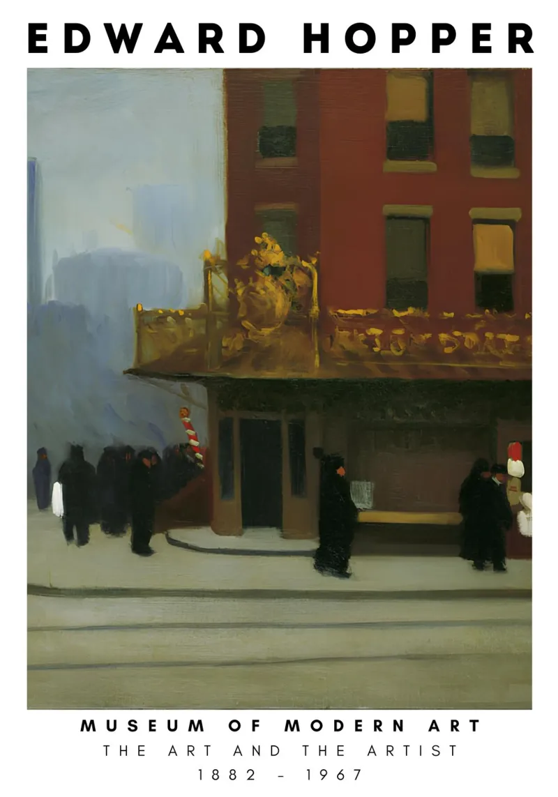 Edward Hopper New York Corner - Stedelijk realisme kunst canvas met Baklijst van NorwesClub