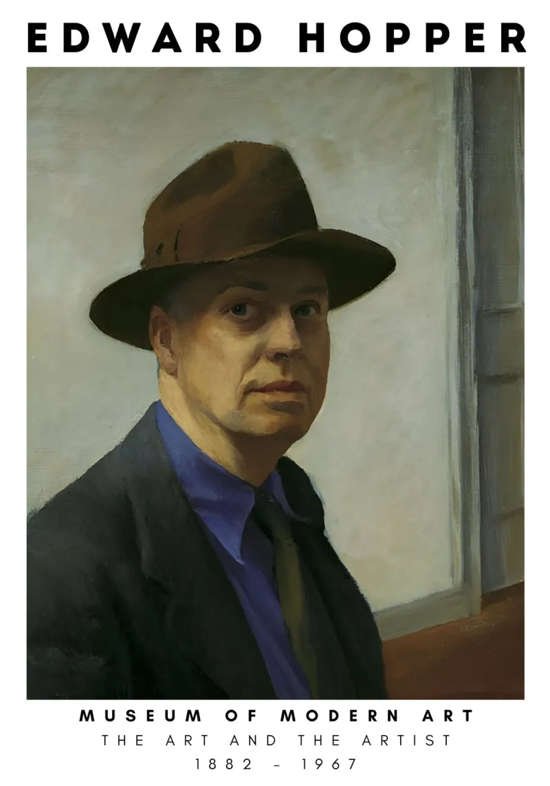 Edward Hopper Selbstporträt - Amerikanischer Realismus Kunst Poster von NorwesClub