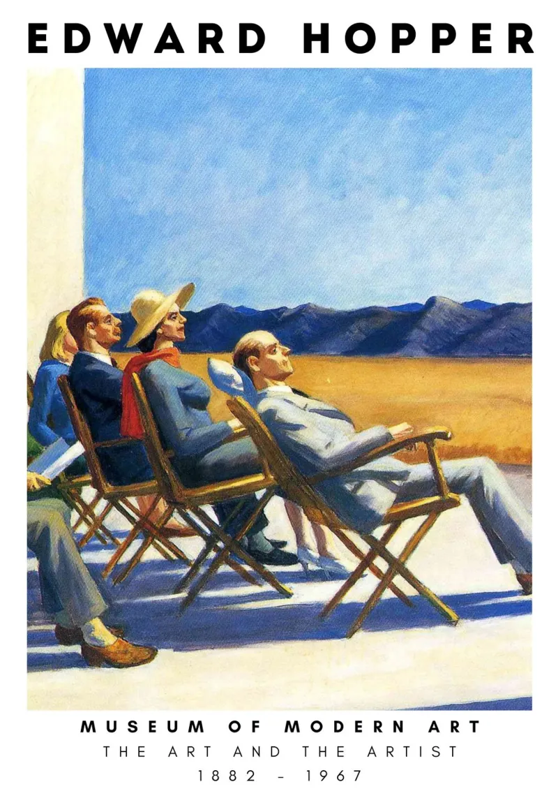 Edward Hopper Mensen in de zon - Amerikaans realisme Print canvas met Baklijst van NorwesClub