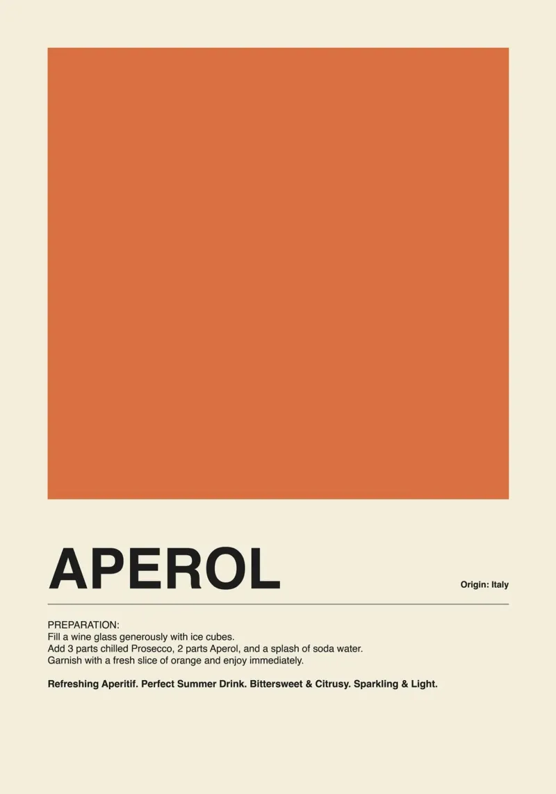Aperol Dreams – Orange & Beige poster con telaio in alluminio da ni-ja artboutique
