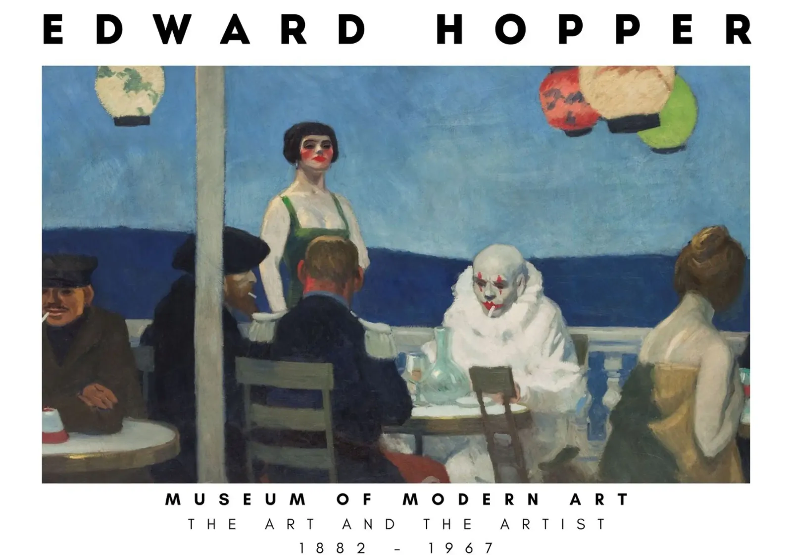 Edward Hopper Soir Bleu - Amerikaans realisme canvas met Baklijst van NorwesClub
