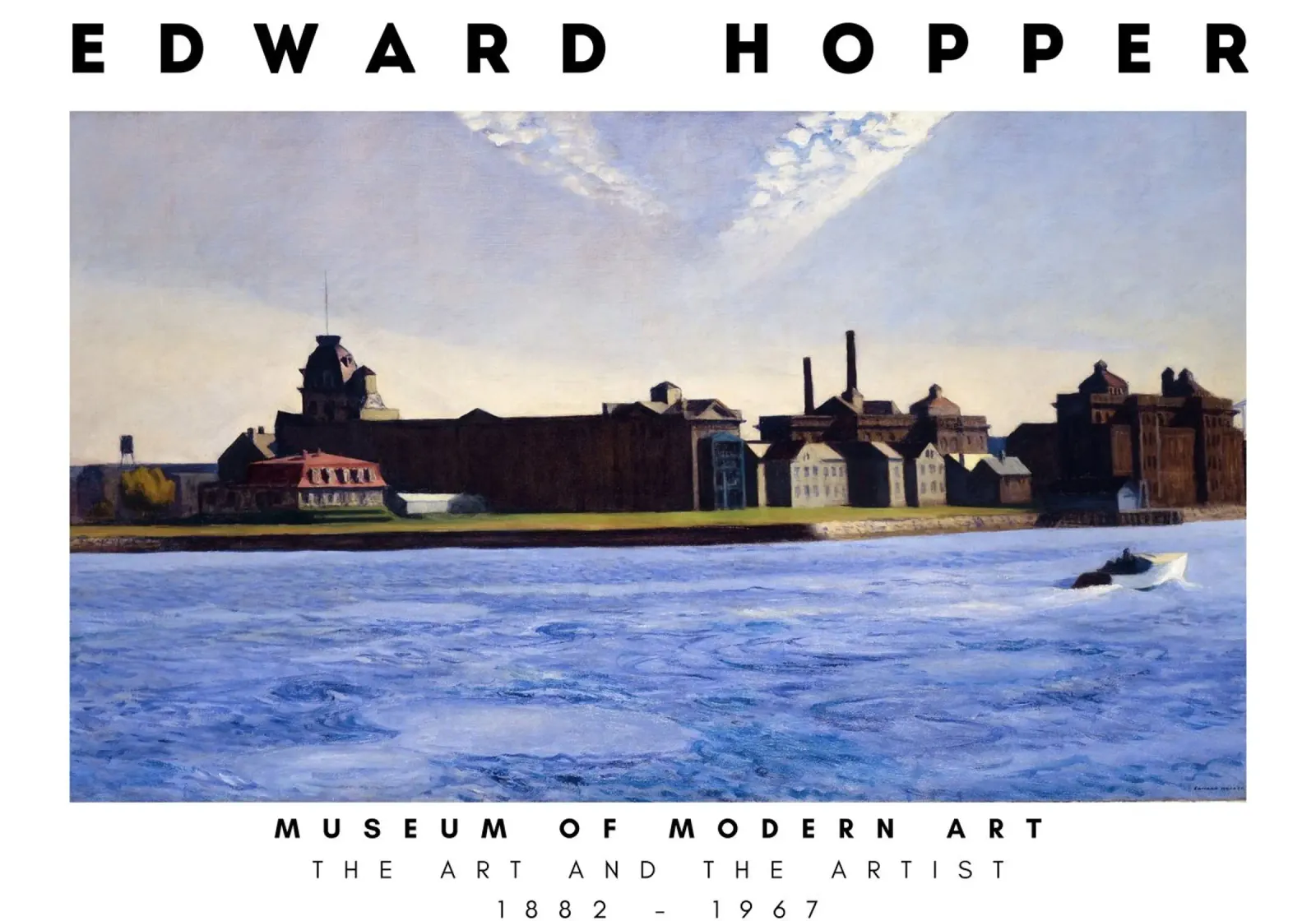 Edward Hopper L'isola di Blackwell - Realismo urbano poster con telaio in alluminio da NorwesClub