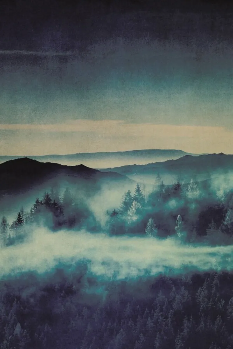 Mountain Range and Pine Forest canvas by Ingrid Beddoes
