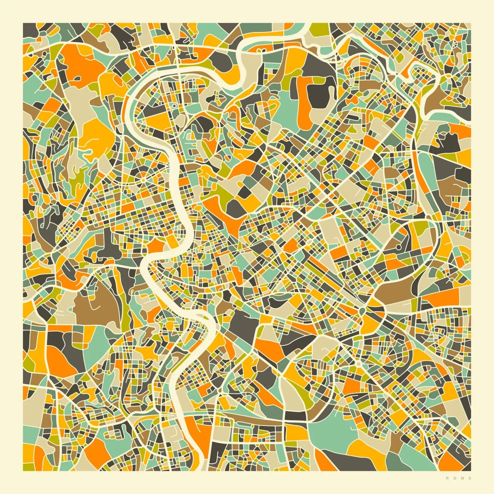 Rome Kaart canvas met Baklijst van Jazzberry Blue