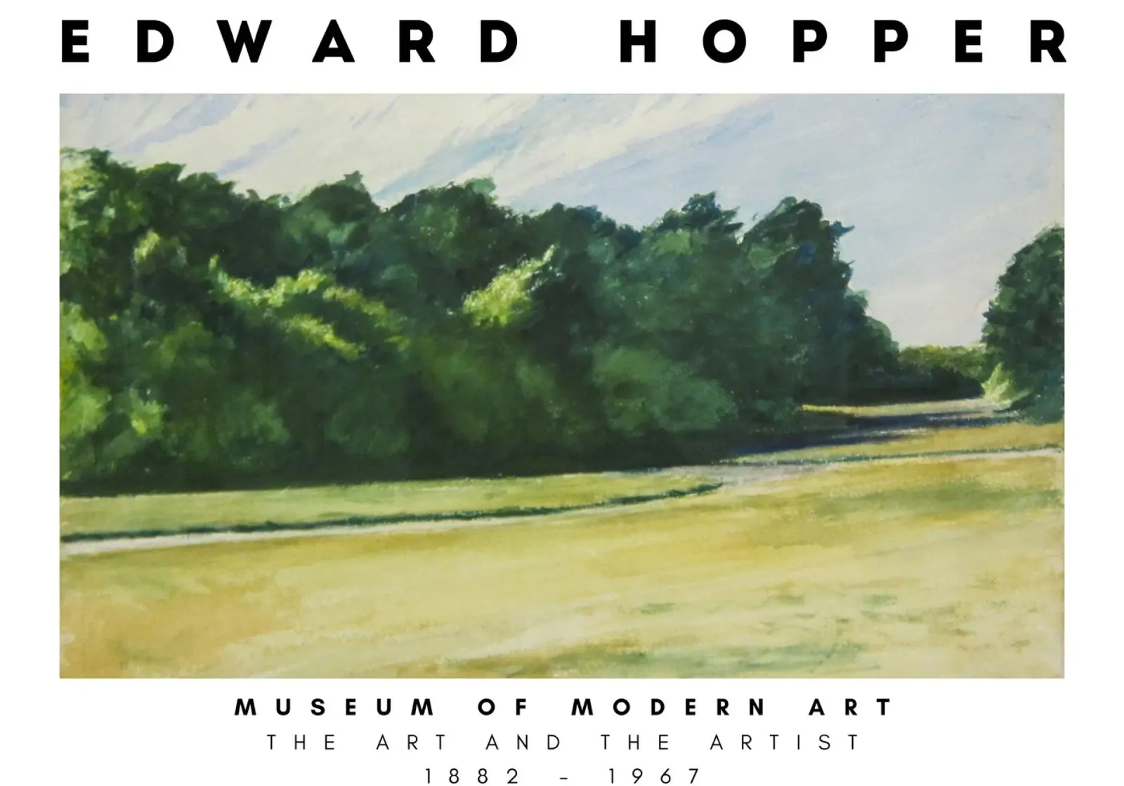 Edward Hopper Bomenmassa - Amerikaanse realistische print canvas met Baklijst van NorwesClub