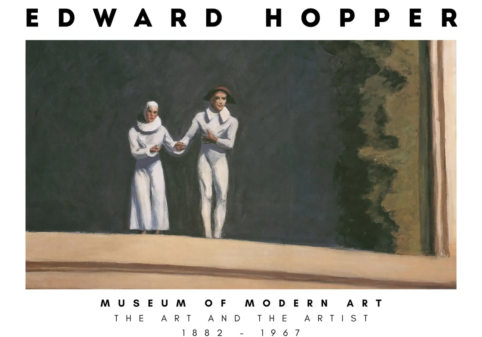 Edward Hopper Two Comedians - American Realism Art canvas with Floater frame by NorwesClub
