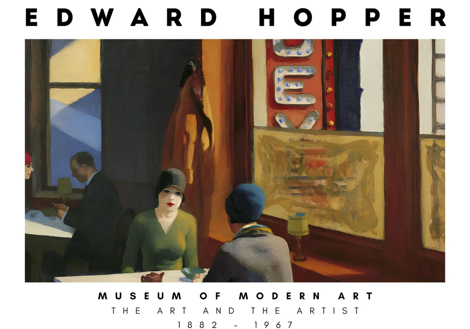 Edward Hopper Chop Suey - Realismo americano Urban Ar poster con telaio in alluminio da NorwesClub