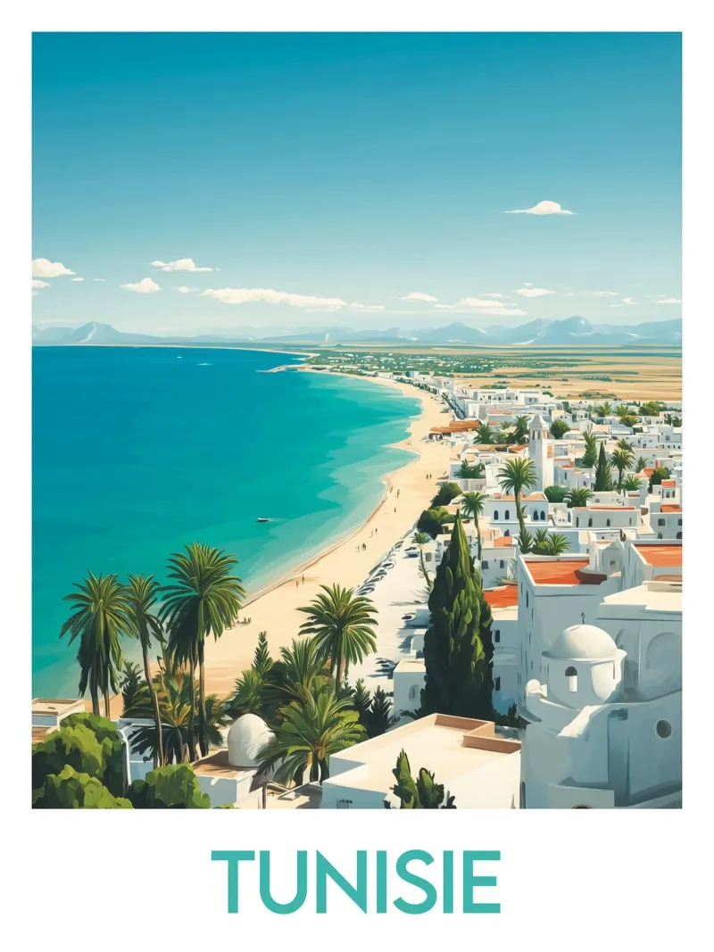 Affiche Tunisie poster con telaio in legno da Frame the World