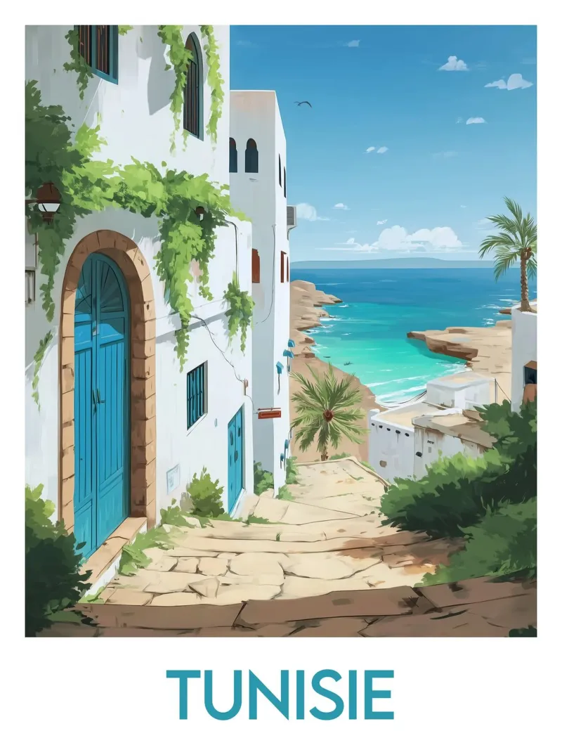 Affiche Tunisie carta hahnemühle da Frame the World