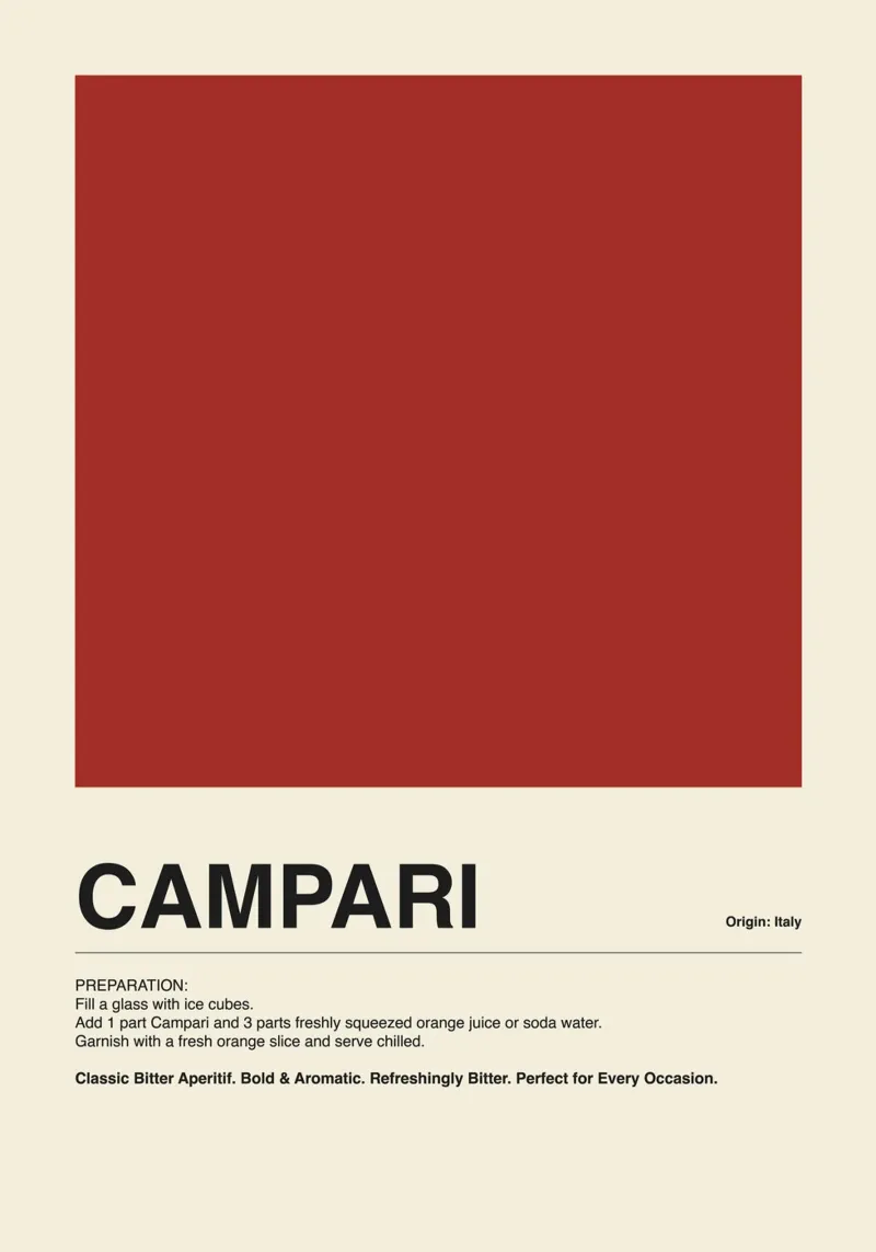Bitter Heart Campari poster con telaio in plastica da ni-ja artboutique