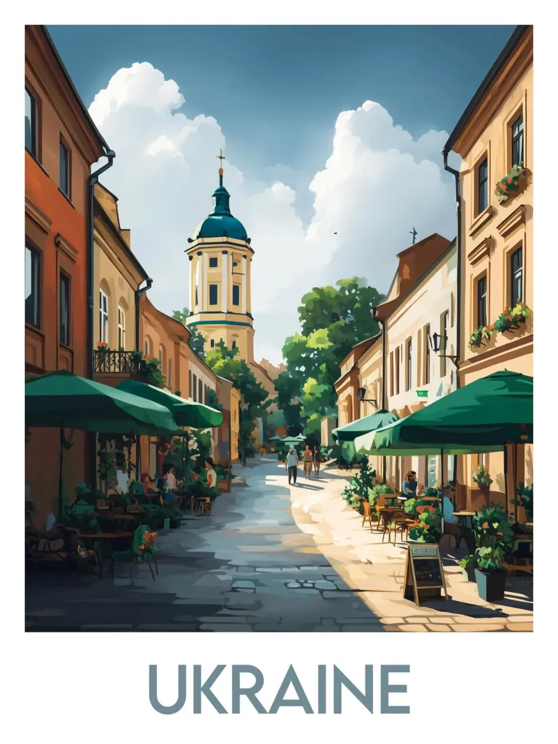 Affiche Ucraina poster con telaio in legno da Frame the World
