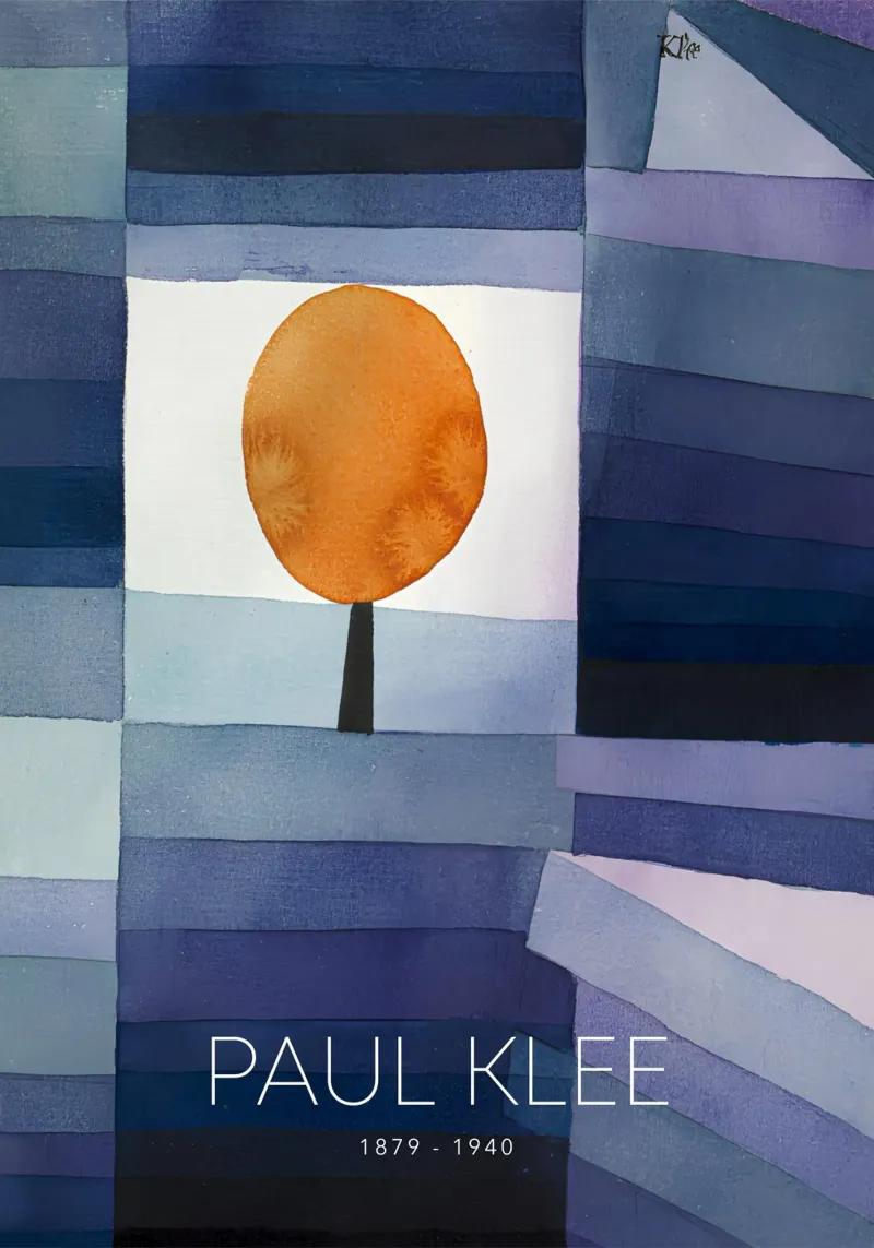 Paul Klee Círculo Naranja - Impresión Abstracta Bauhaus poster con marco de madera de NorwesClub