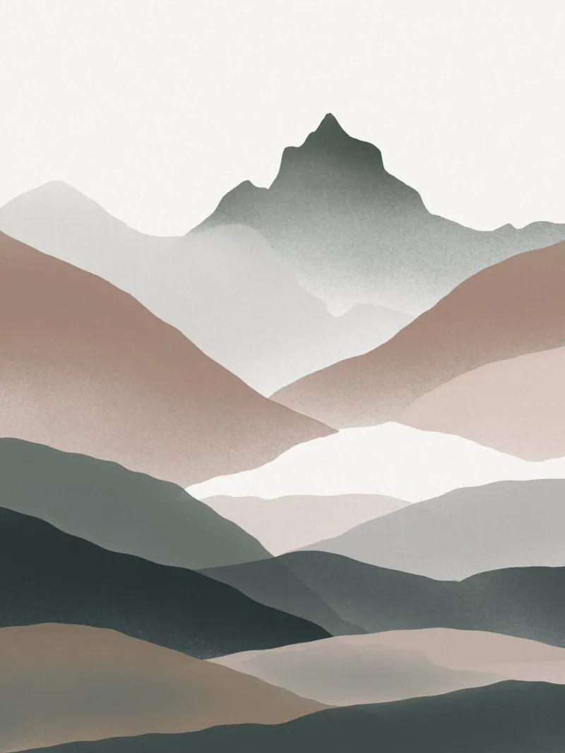 Scandinavian muted color mountain range 01 canvas by Little Dean